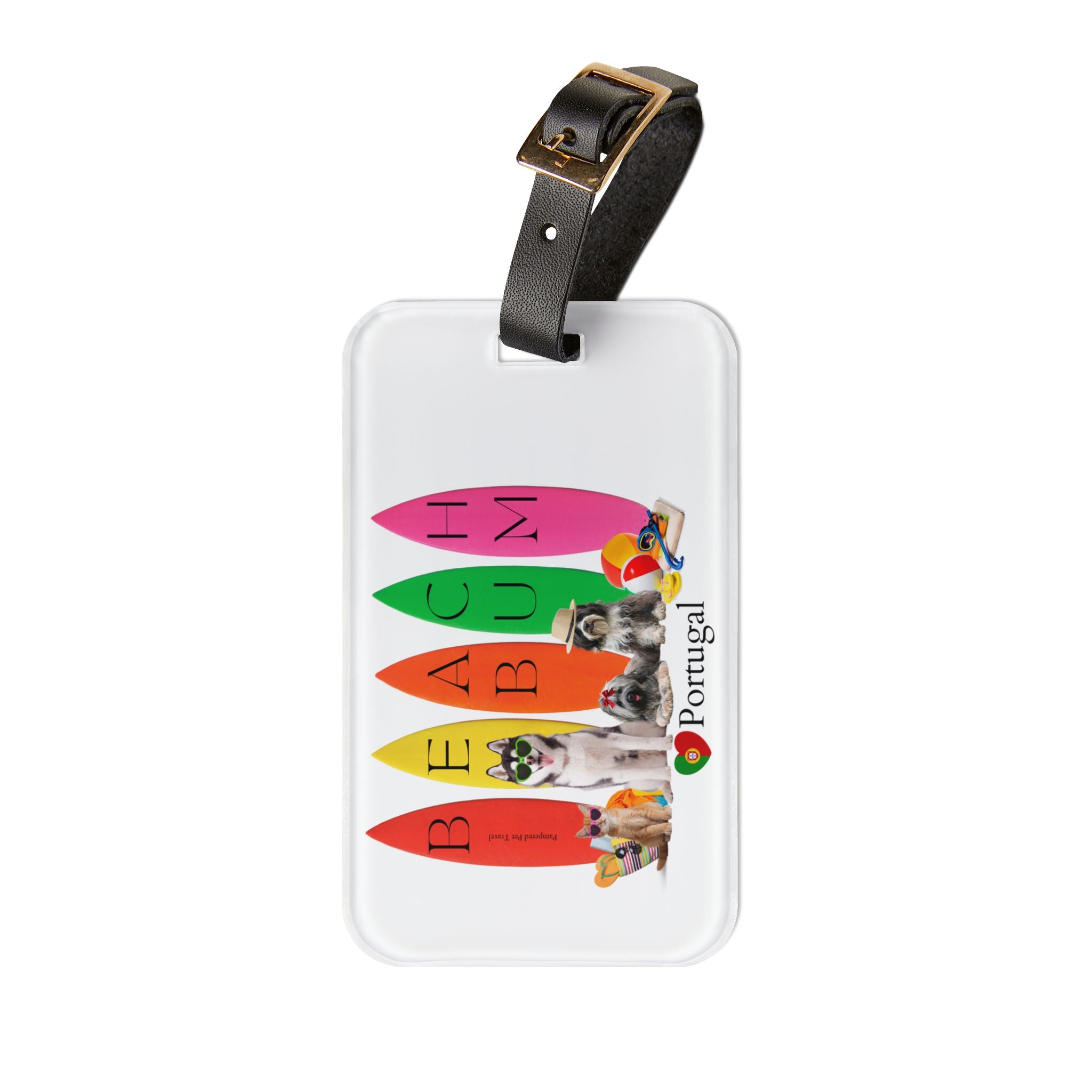 'Beach Bum' Surfboard Portugal -  Luggage Tag