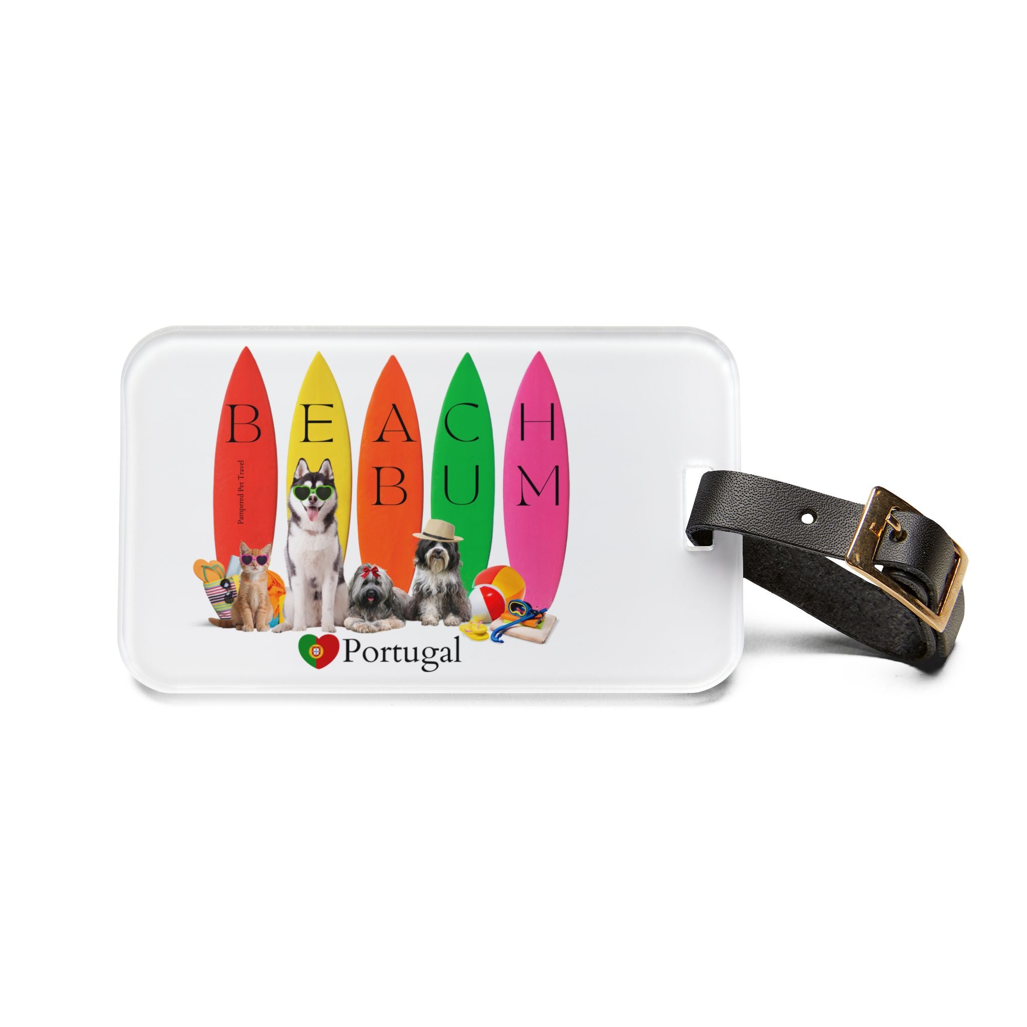 'Beach Bum' Surfboard Portugal -  Luggage Tag