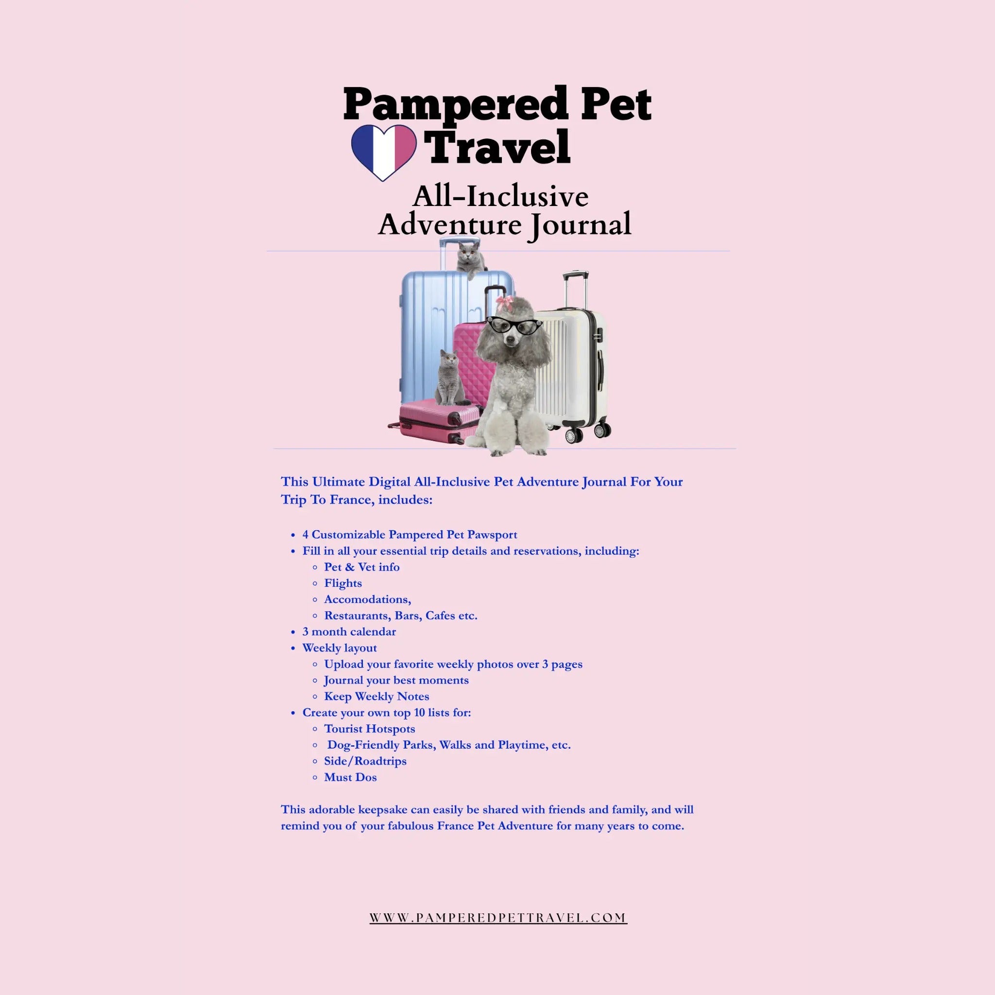 PAMPERED PET FRANCE ADVENTURE JOURNAL