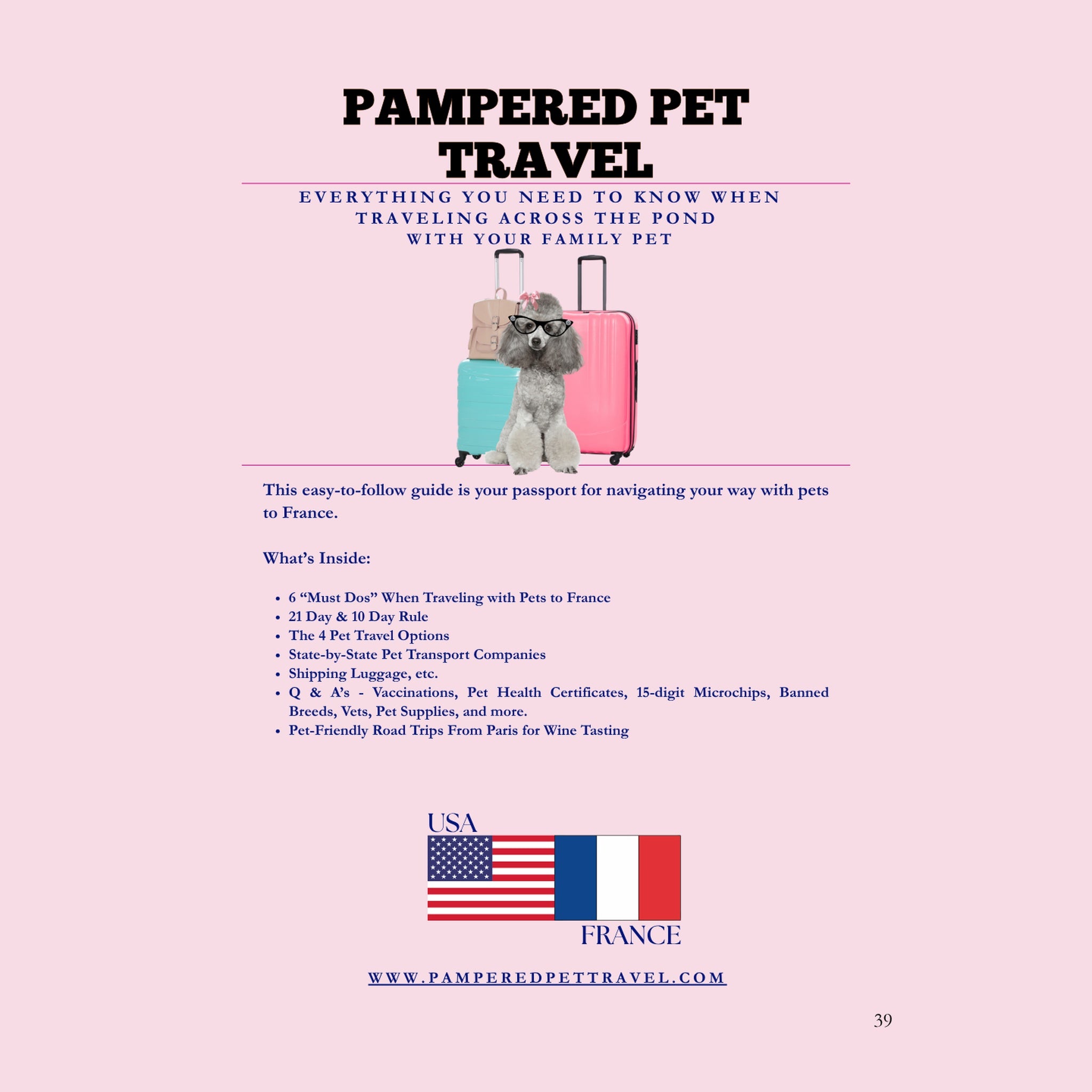 PAMPERED PET TRAVEL USA TO FRANCE