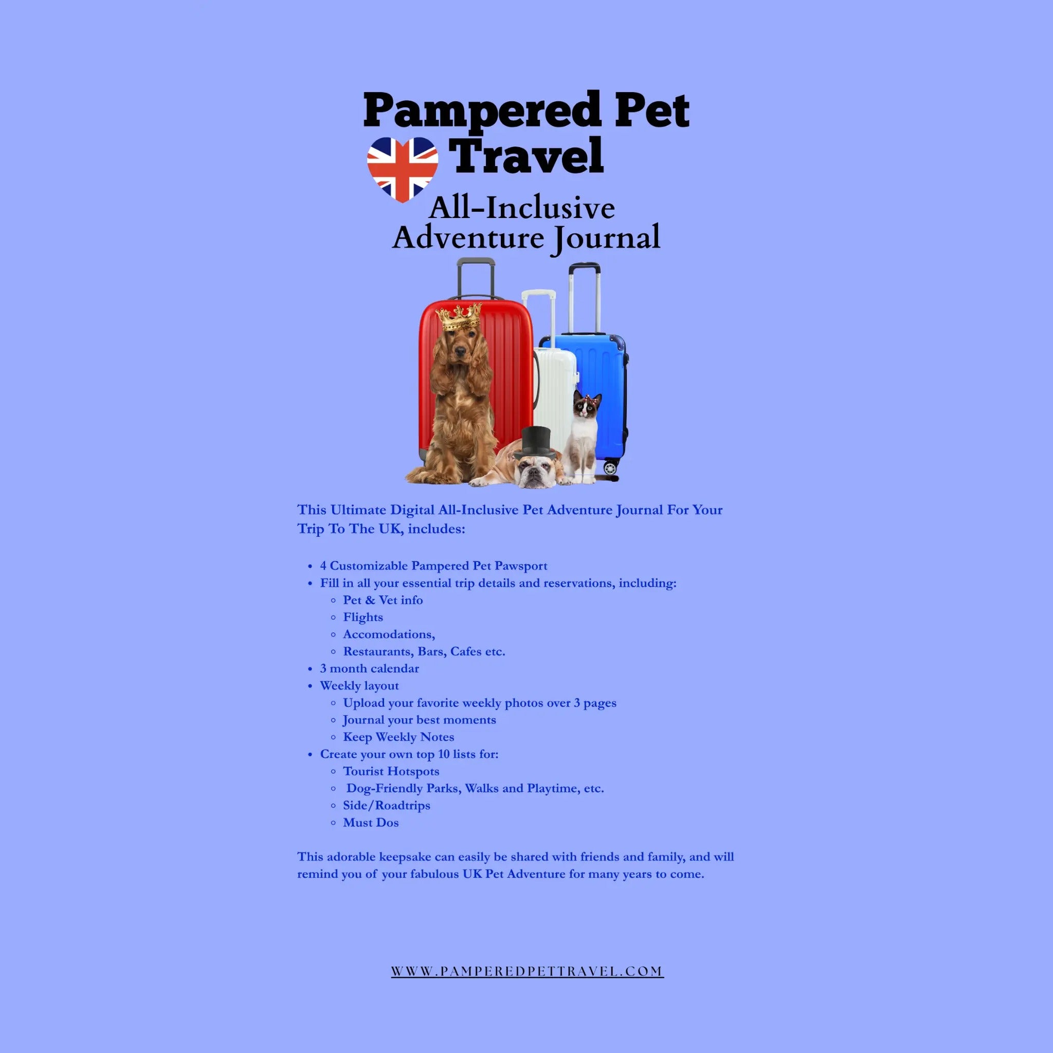 PAMPERED PET TRAVEL UK ADVENTURE JOURNAL