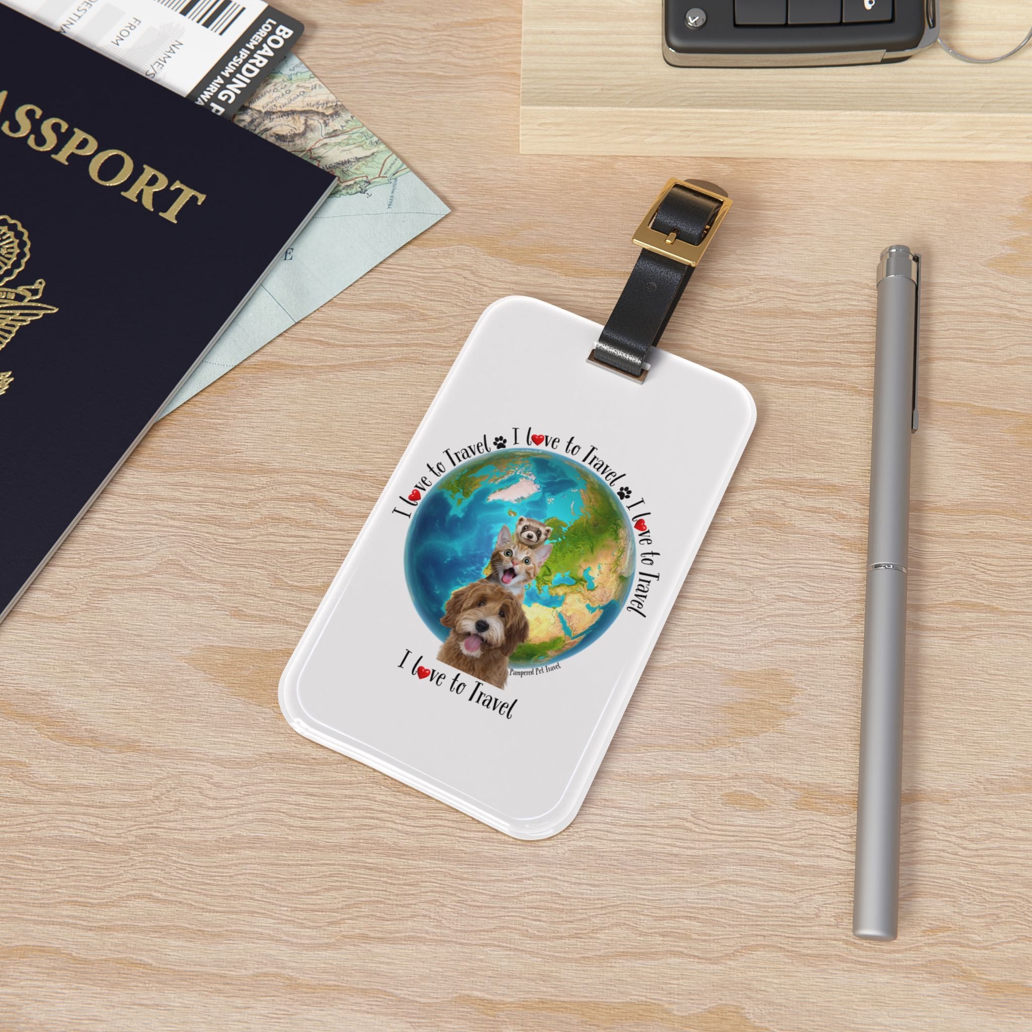 "I Love to Travel" Globe -  Luggage Tag