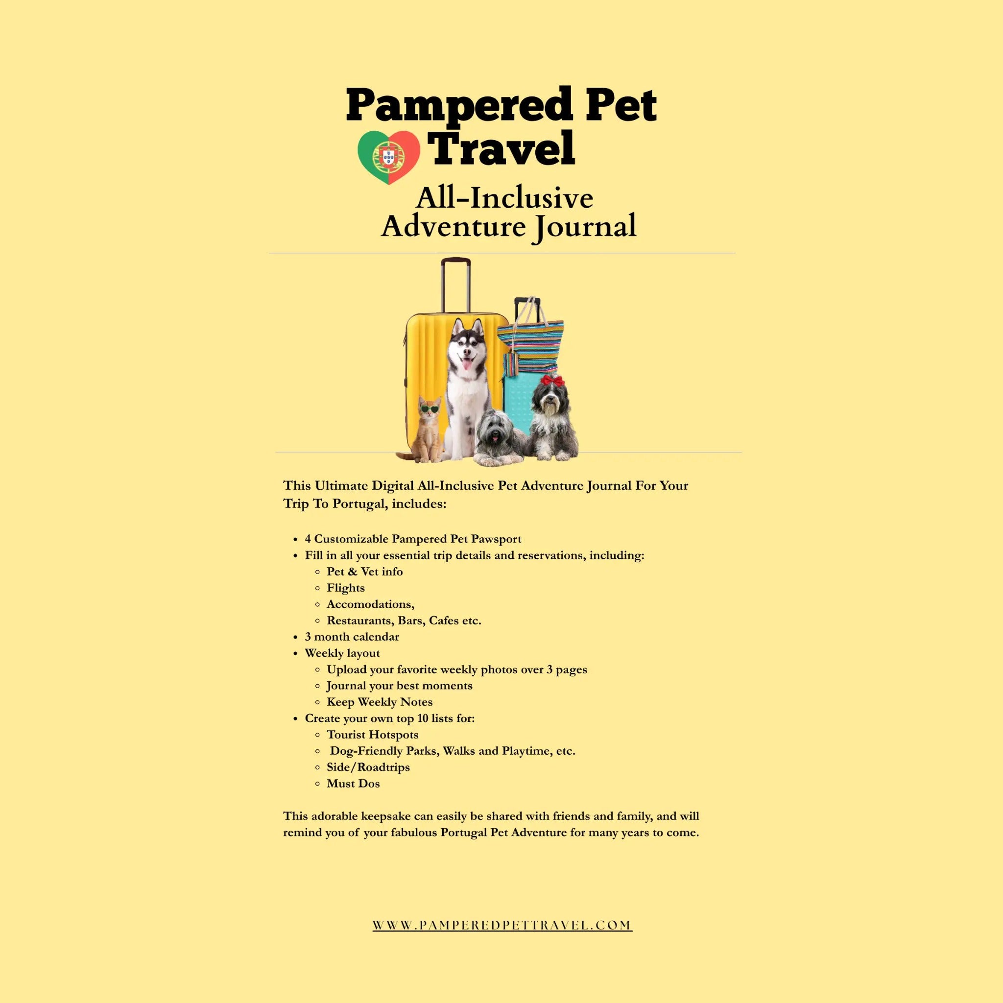 PAMPERED PET TRAVEL PORTUGAL ADVENTURE JOURNAL