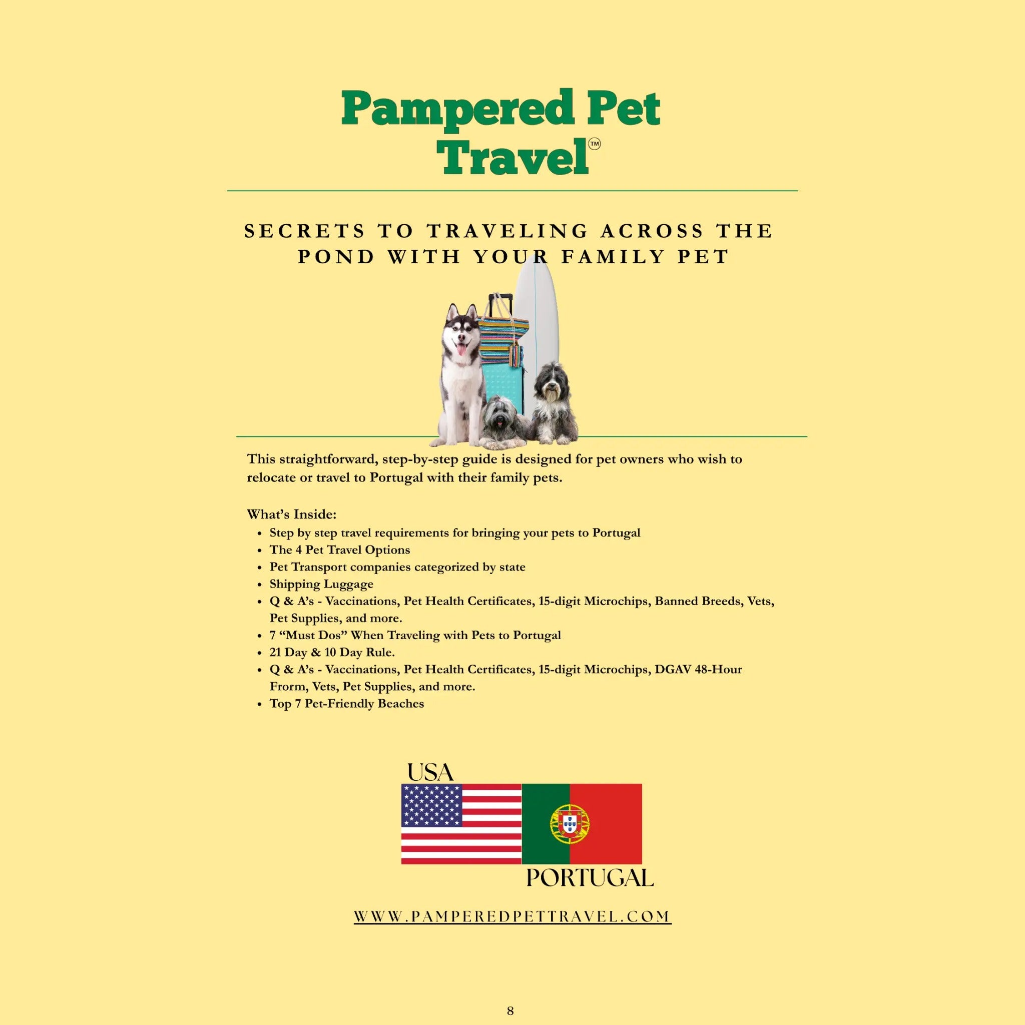 PAMPERED PET TRAVEL USA TO PORTUGAL