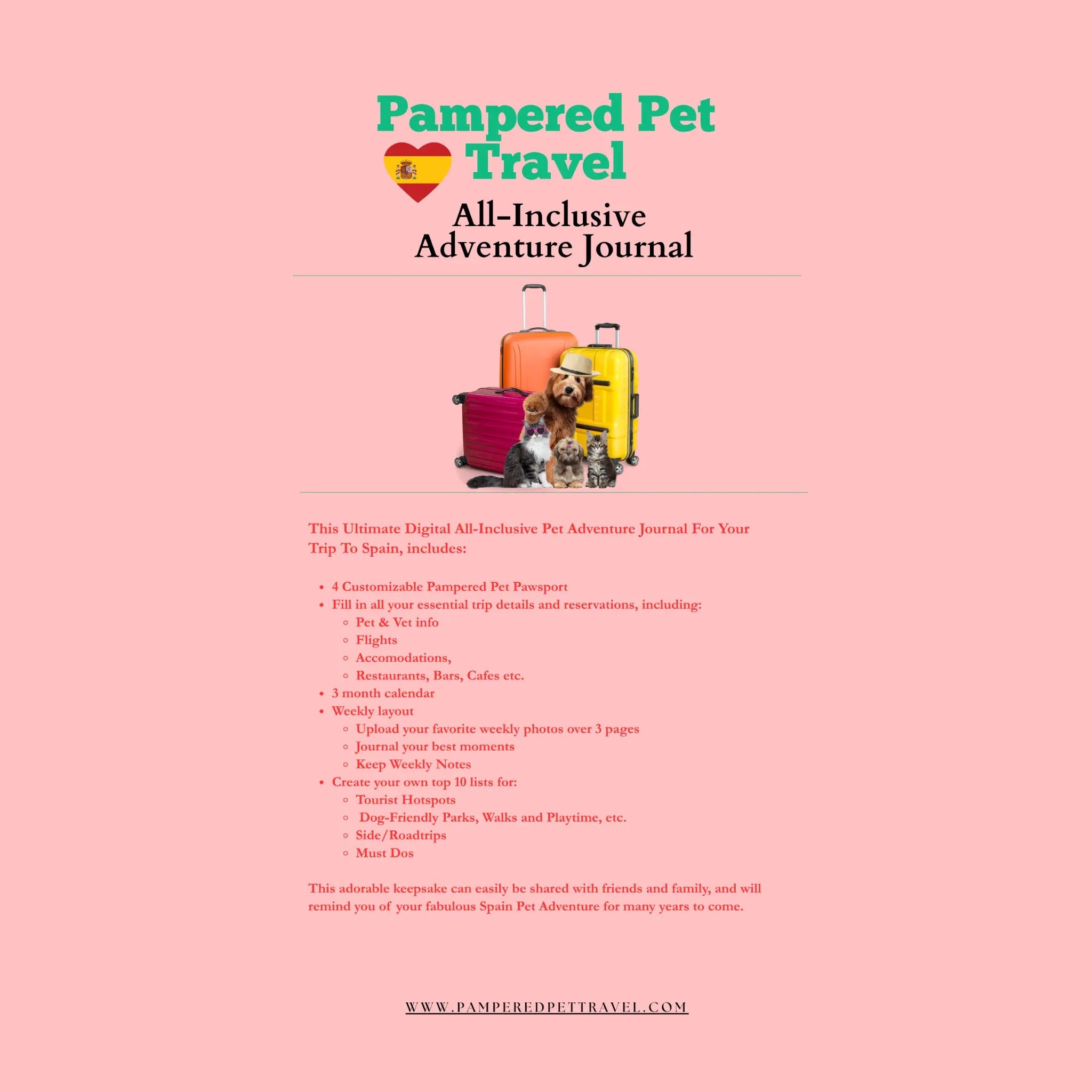 PAMPERED PET TRAVEL SPAIN ADVENTURE JOURNAL