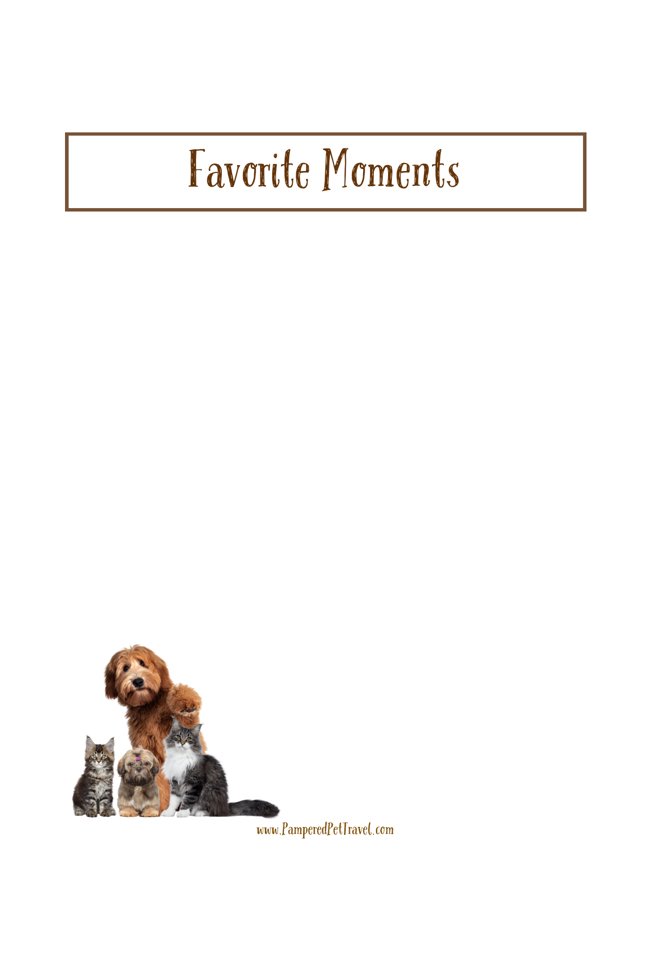 PAMPERED PET FRANCE ADVENTURE JOURNAL
