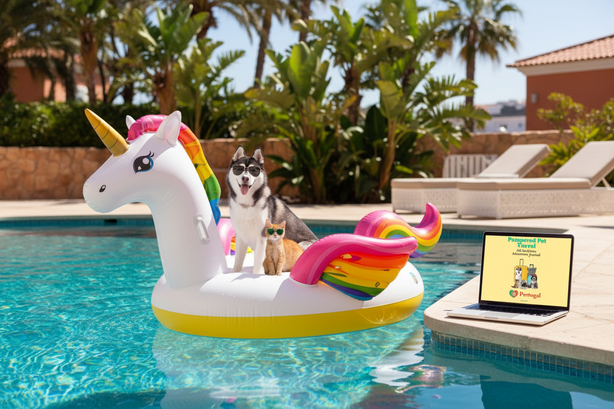 Portugal Adventure Journal - Dog & Cat on Unicorn Float