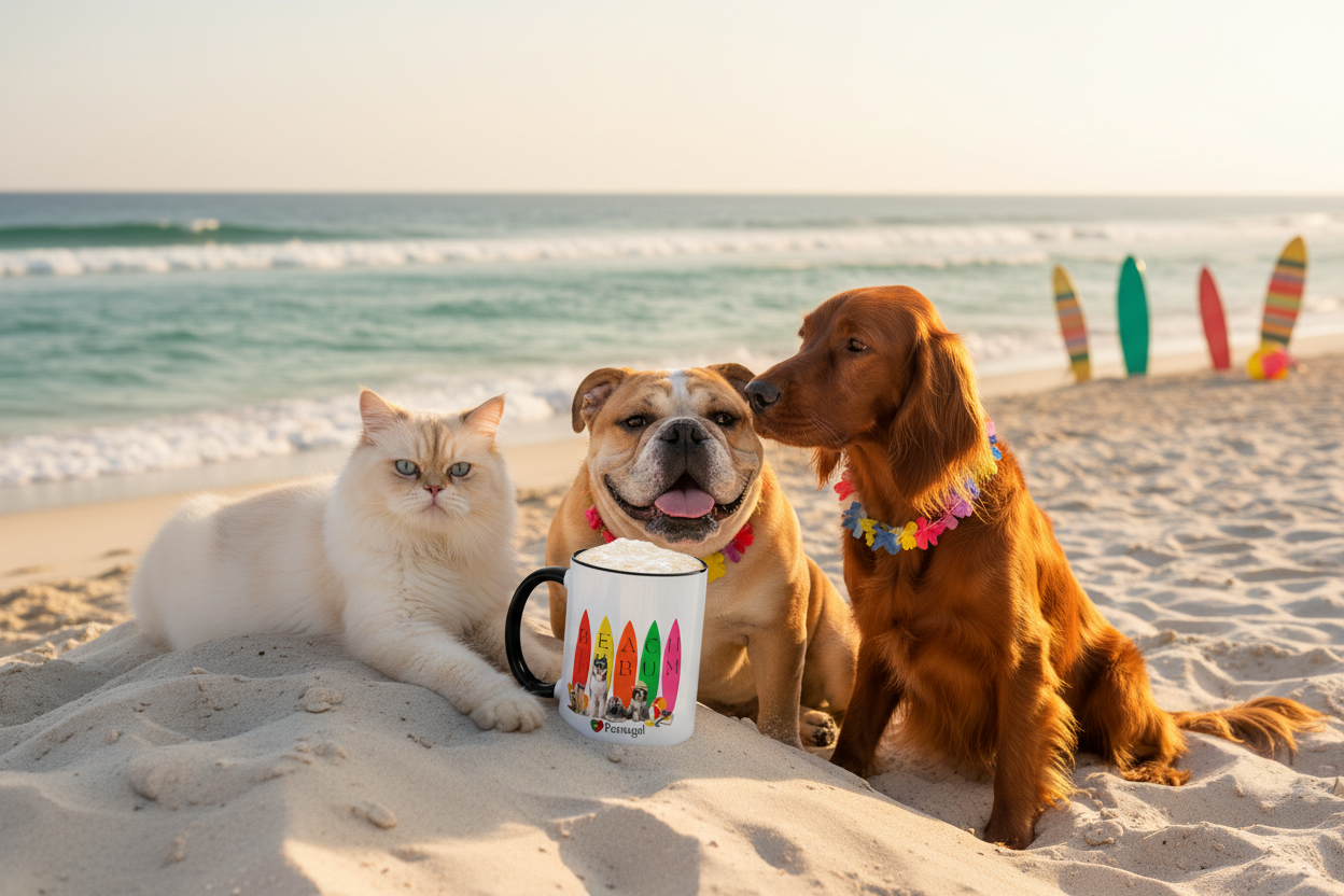 Portugal Beach Bum - Cat, Bulldog & Irish Setter