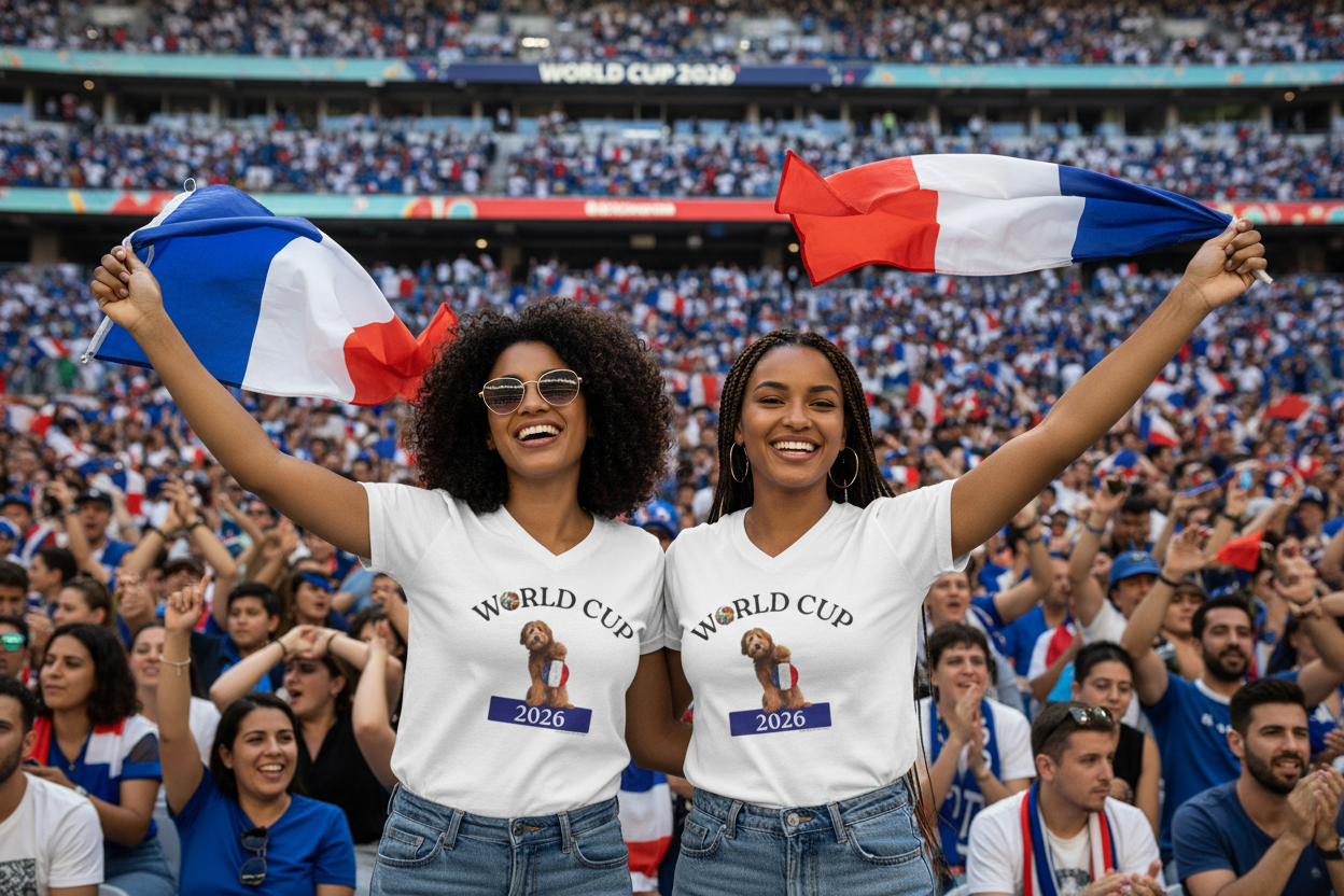 World Cup 2026 France V-neck - 2 Women with French Flag