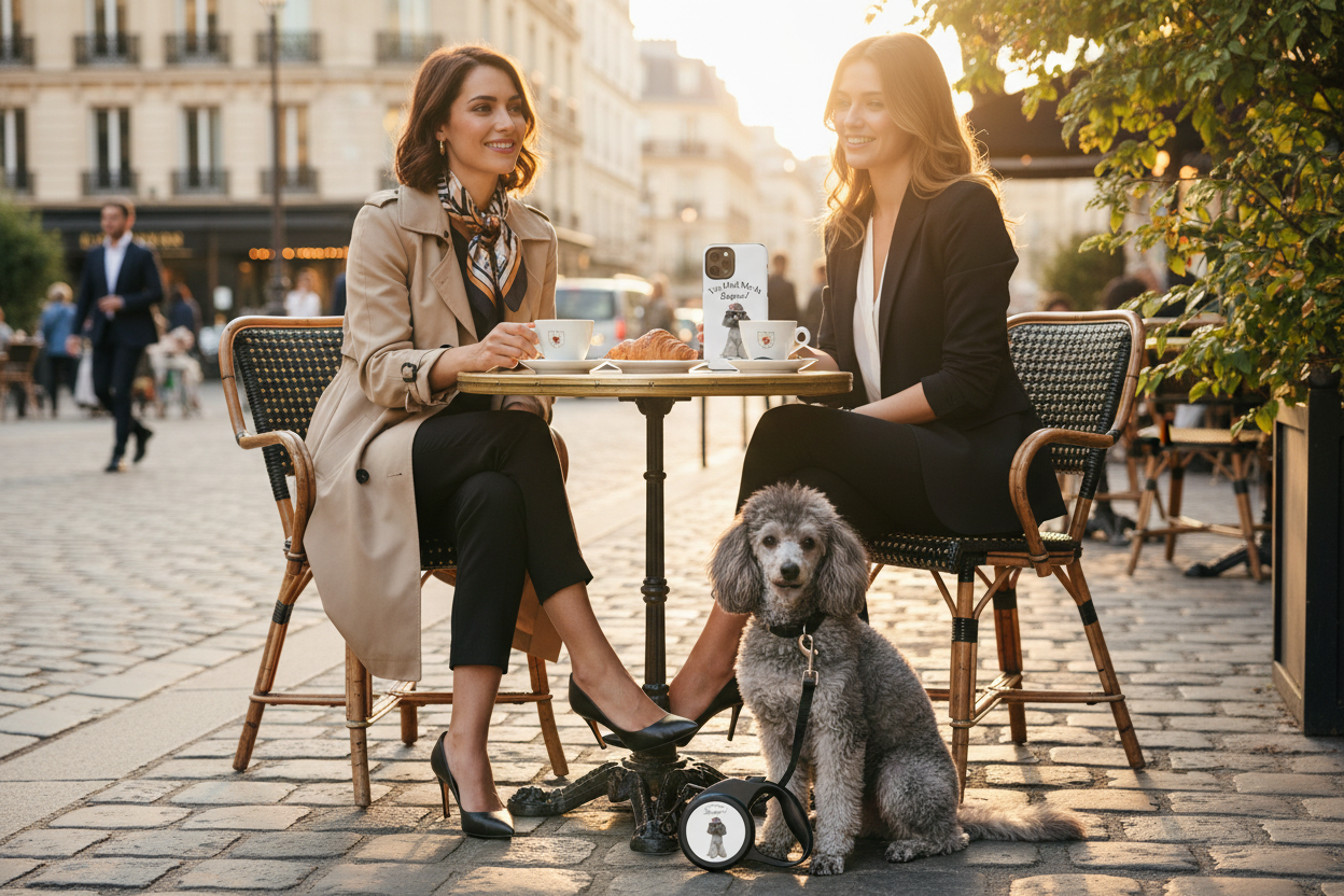 You Had Me At Bonjour - Poodle at Café with Phone Case